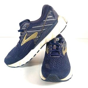 Brooks Adrenaline GTS 19 Men's Size 10.5 Running Athletic Shoes - Navy and Gold